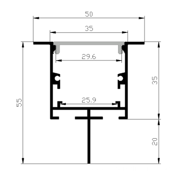 recessed Ceiling Anodized Linear profile For Strip Light